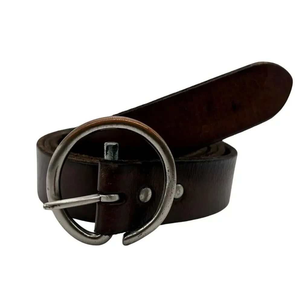 Vintage 90's Gap Jeans Genuine Leather Distressed Belt Brown Roller Buckle L